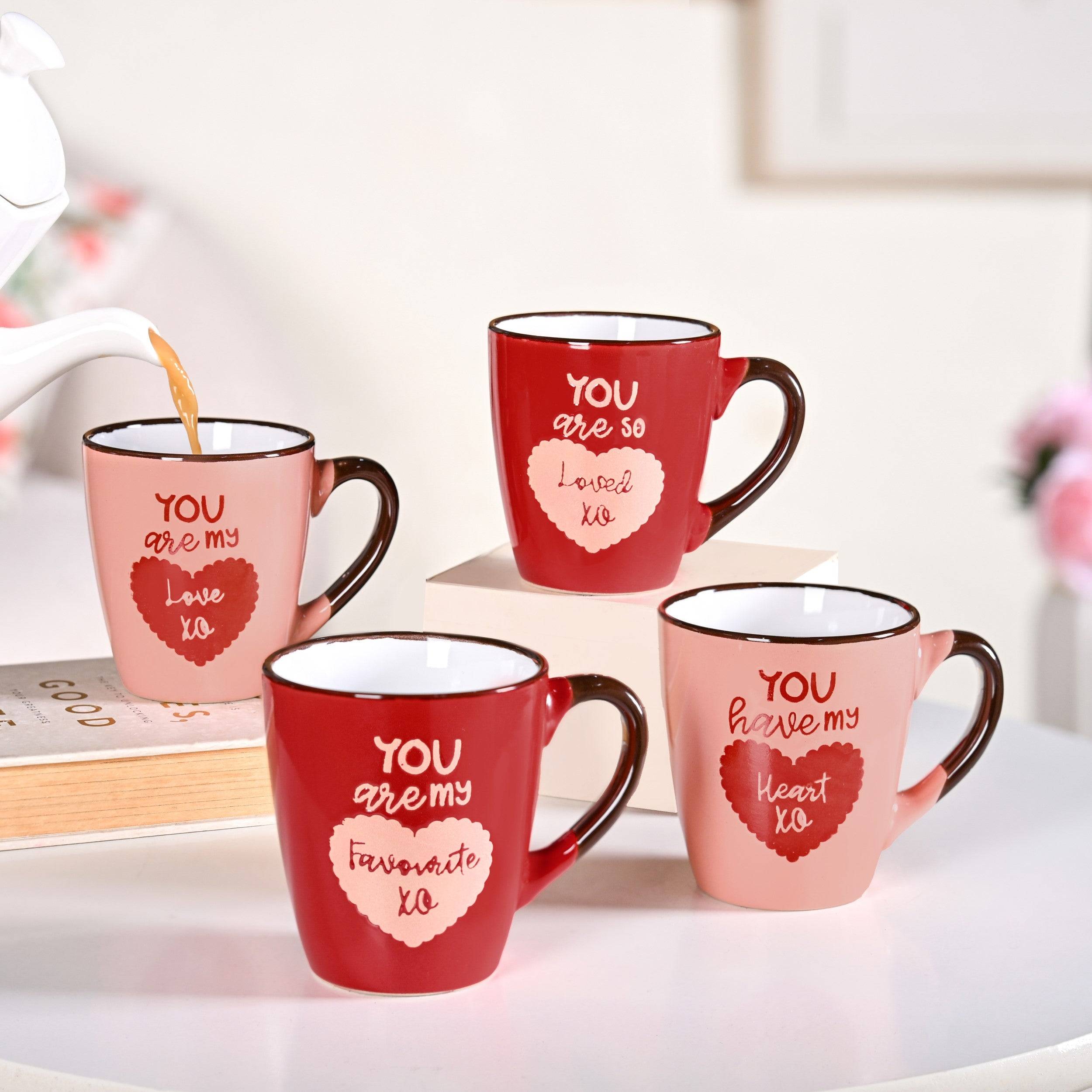 Love Note XO Ceramic Mug Set Of 4 210ml buy only at ₹795