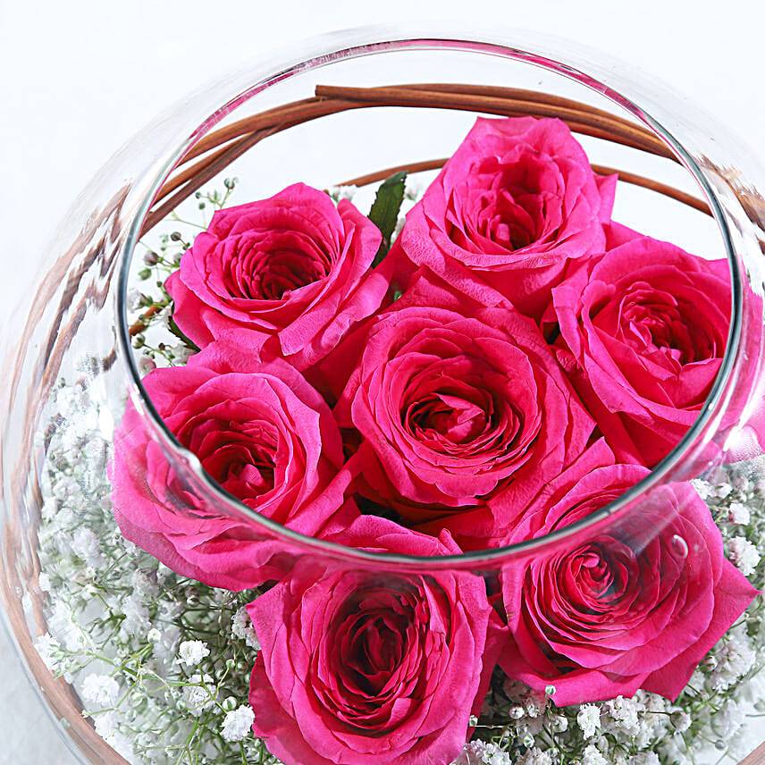 Lovely Pink Roses In Glass Vases