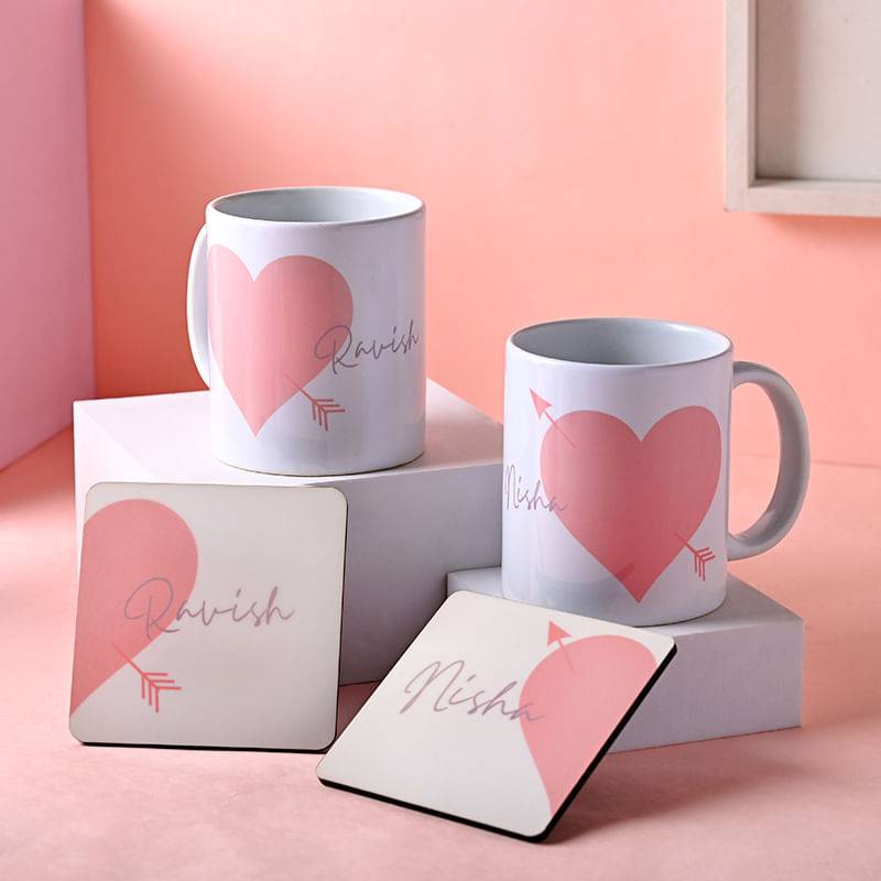 Lovebird Mugs and Coasters Set