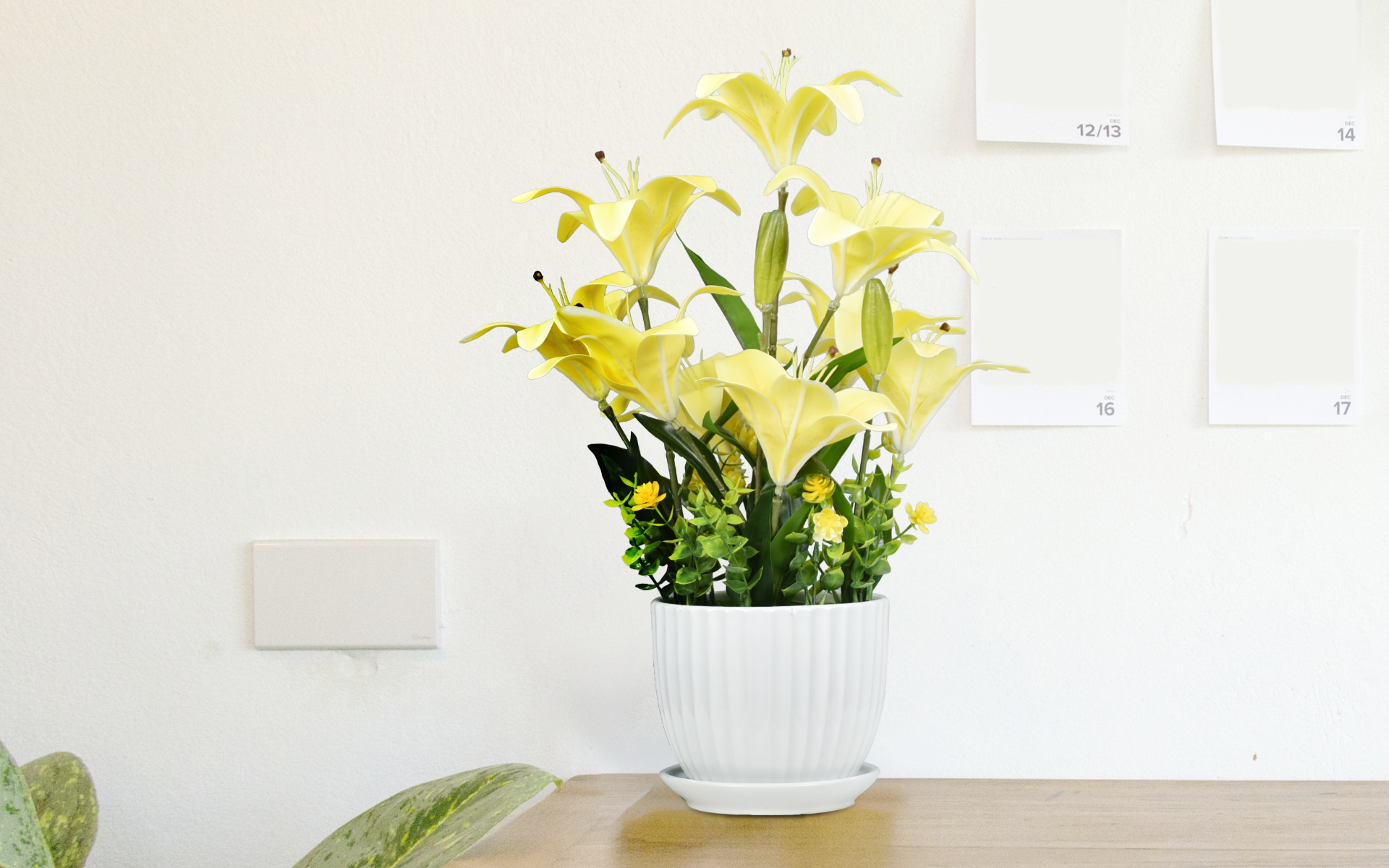 Royaloak Nine Heads Lily Flowers - Yellow - 18 Inches