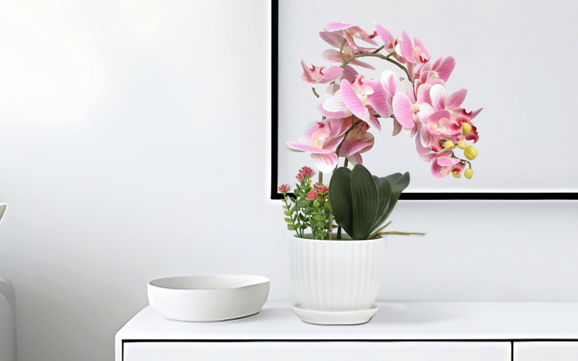 Royaloak Three Pieces Butterfly Orchid Flowers - Pink - 18 Inches