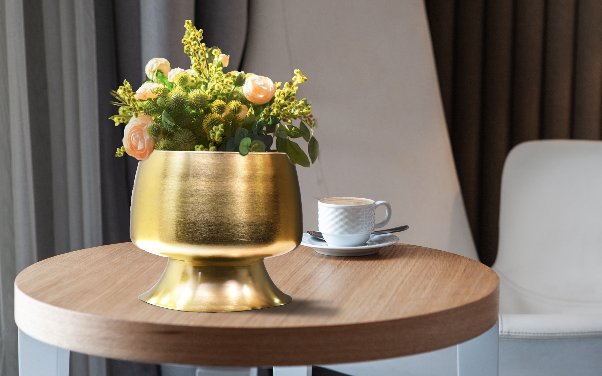 Royaloak Metal Plain Table Planter - Gold Color