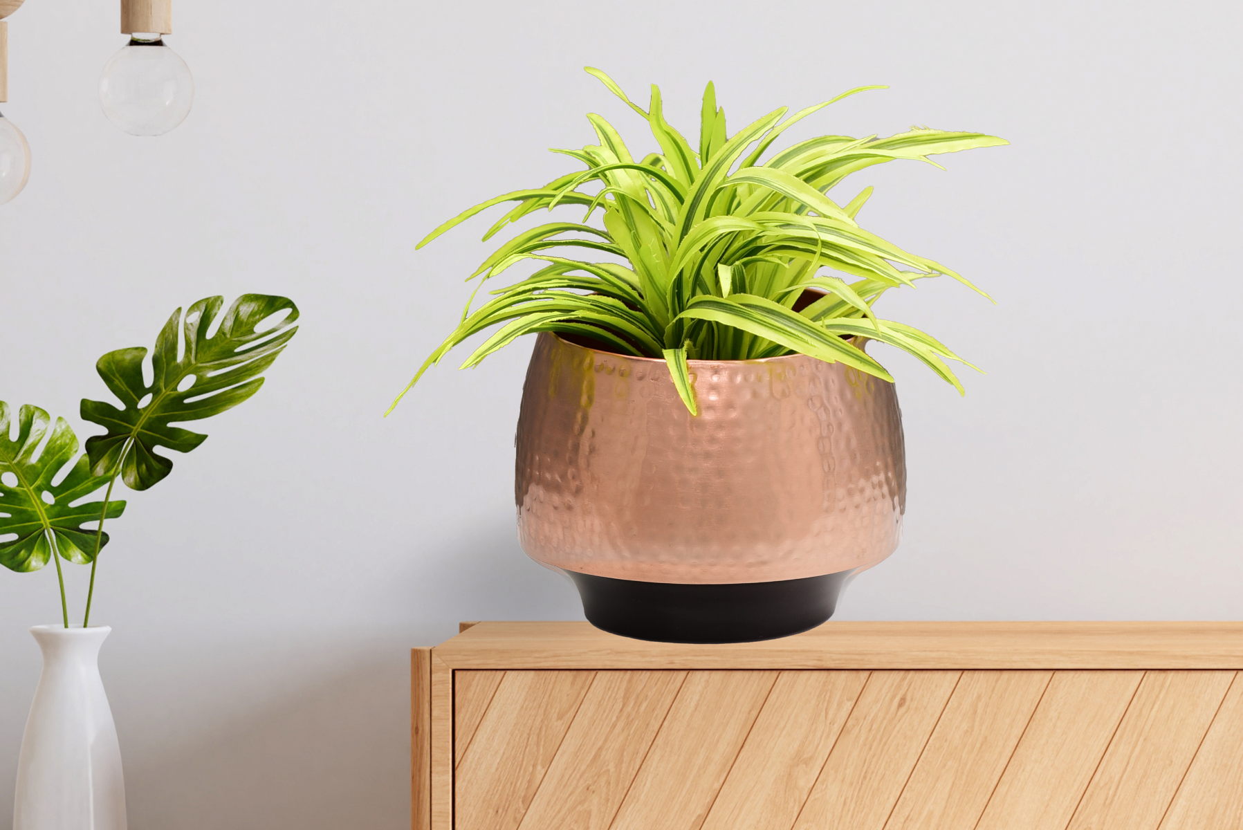 Royaloak Metal Two-Tone Table Planter Black-Rose Gold Large