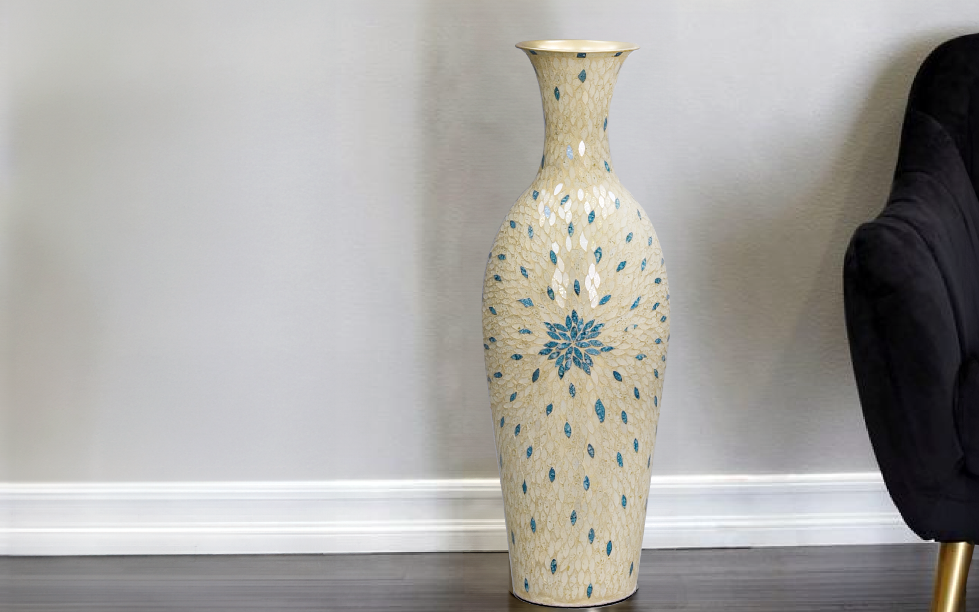 Royaloak Teal White Mosaic Vase