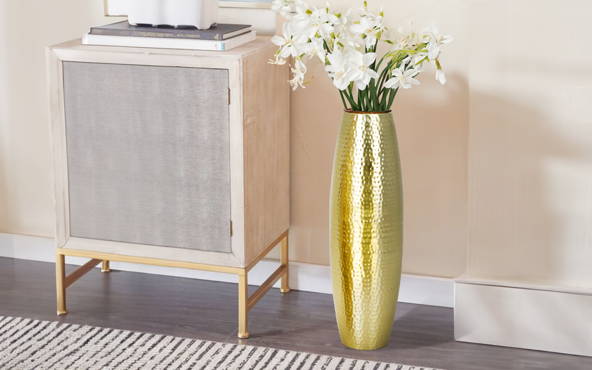 Royaloak Metal Hammered Flower Vase Small - 26 Inches