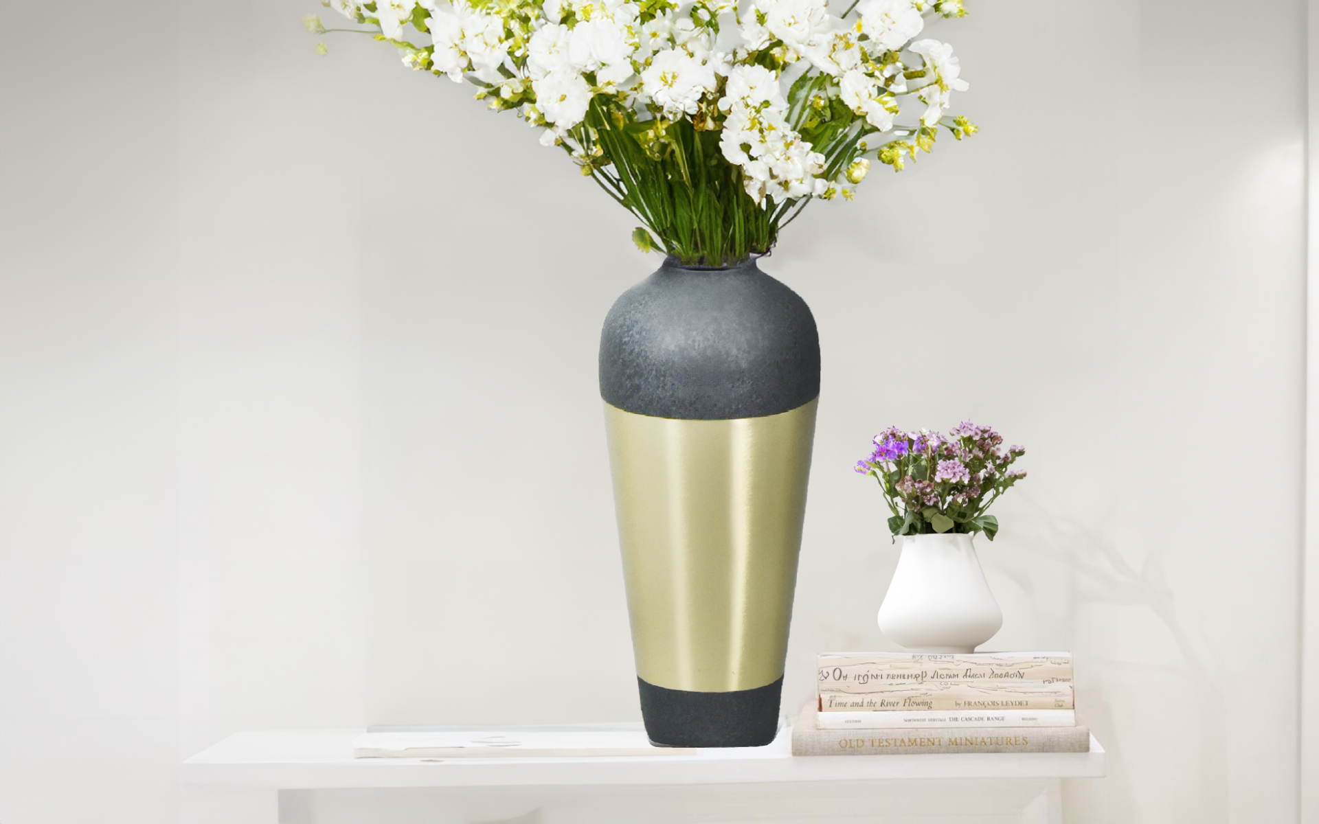 Royaloak Metal Two-tone Flower Vase Small - 14 Inches