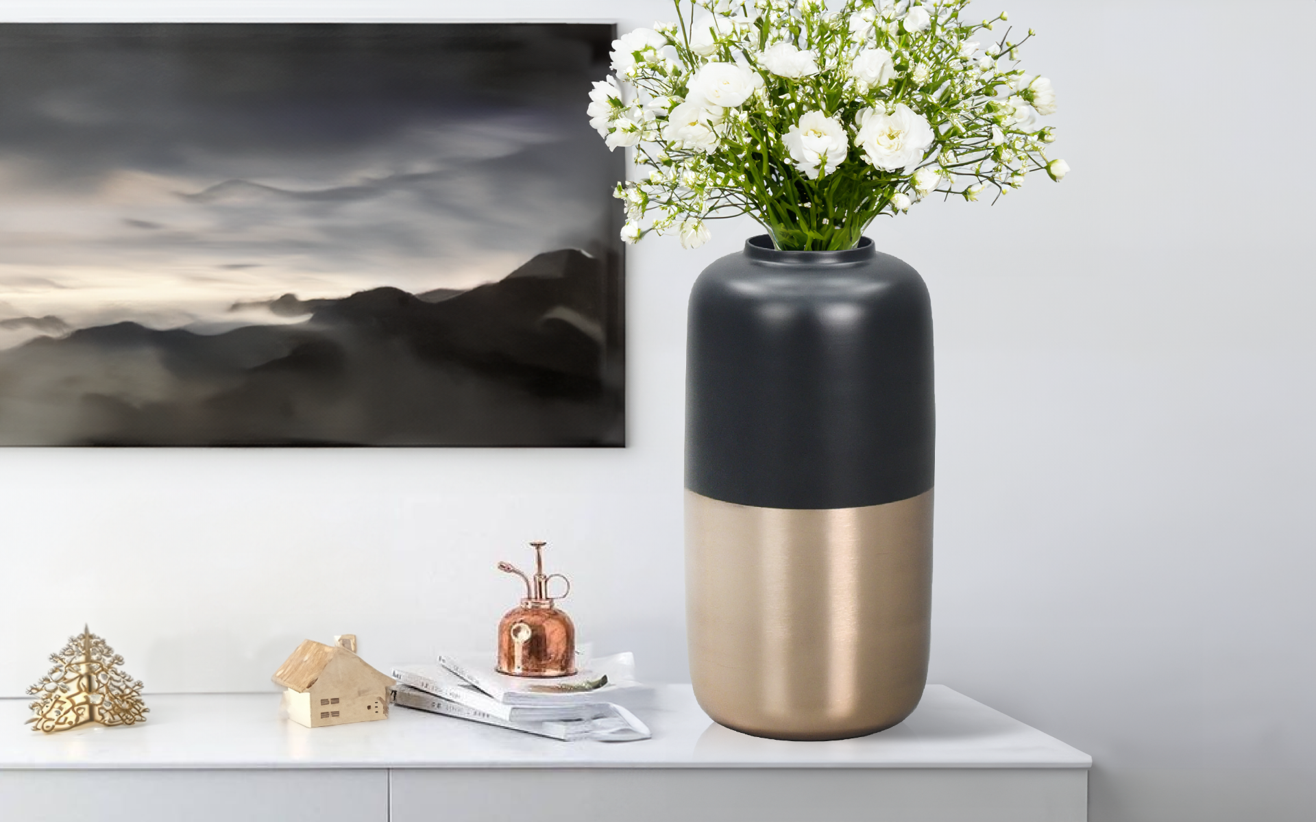 Royaloak Metal Two-Tone Flower Vase Large - 15 Inches