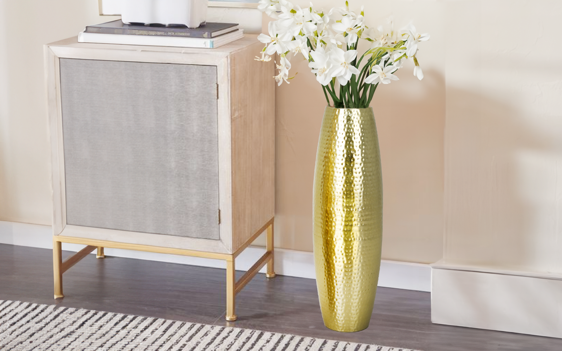 Royaloak Metal Hammered Flower Vase Large - 30 Inches