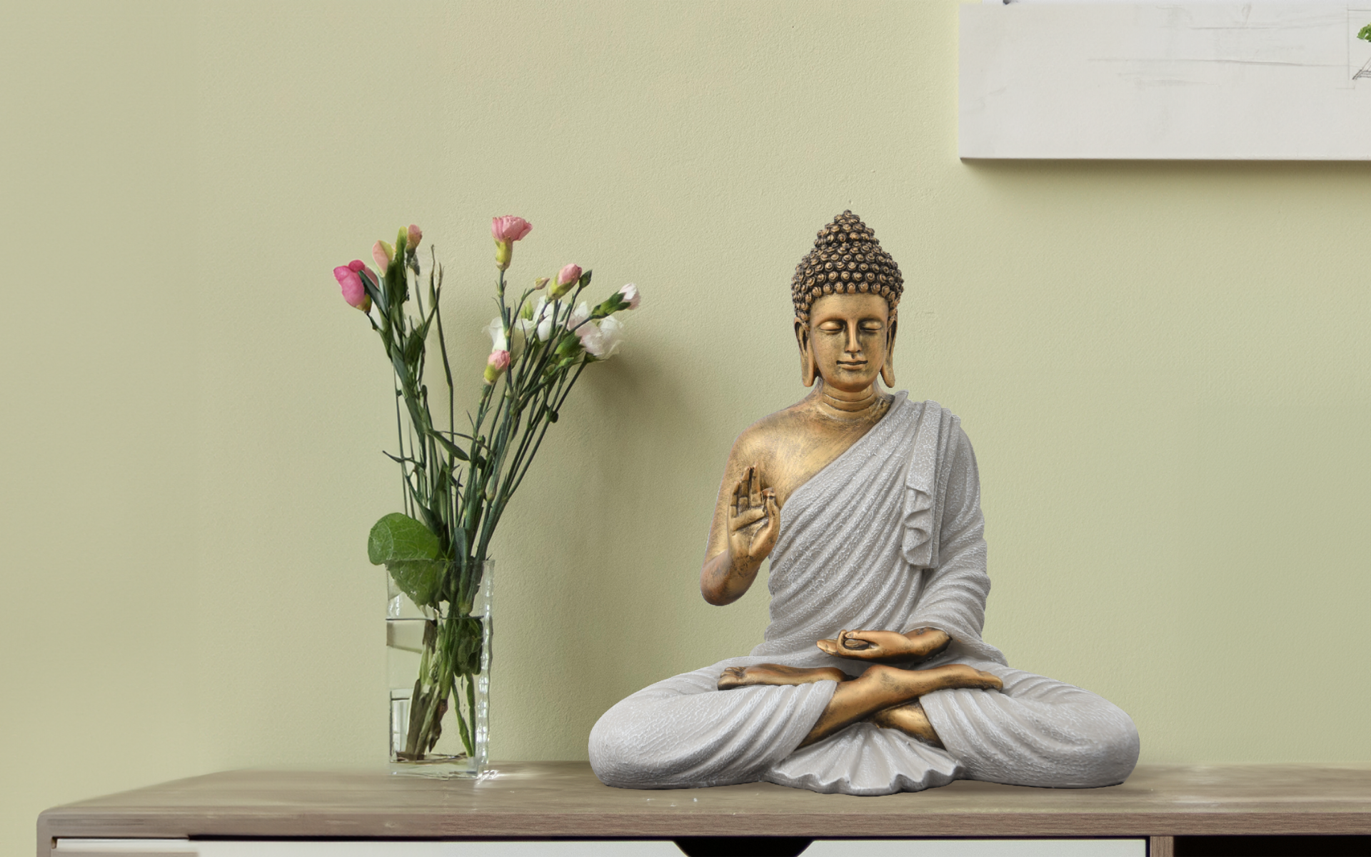 Royaloak Polyresin Blessing Buddha - Gold & Silver - 13.78 Inches