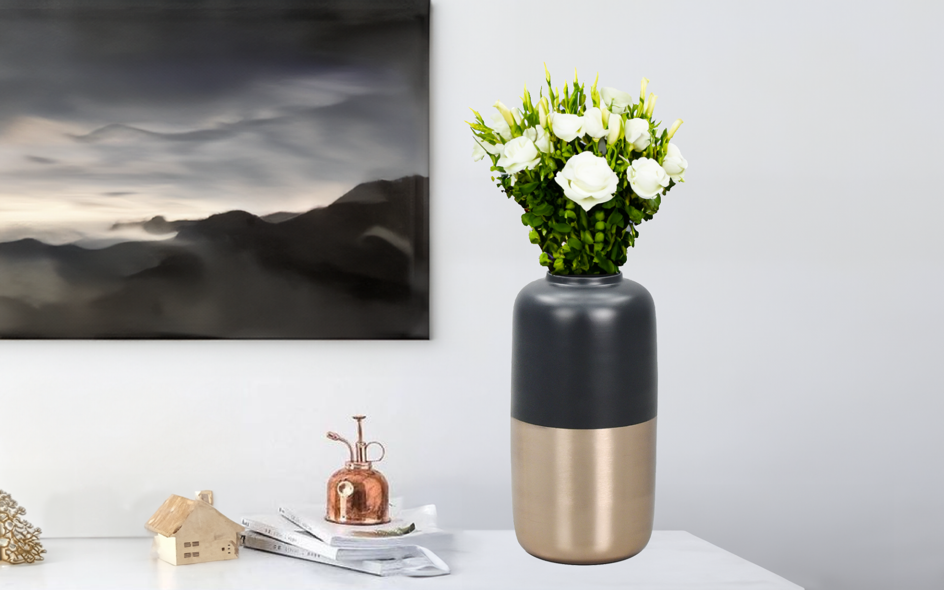 Royaloak Metal Two-Tone Flower Vase Small - 13 Inches