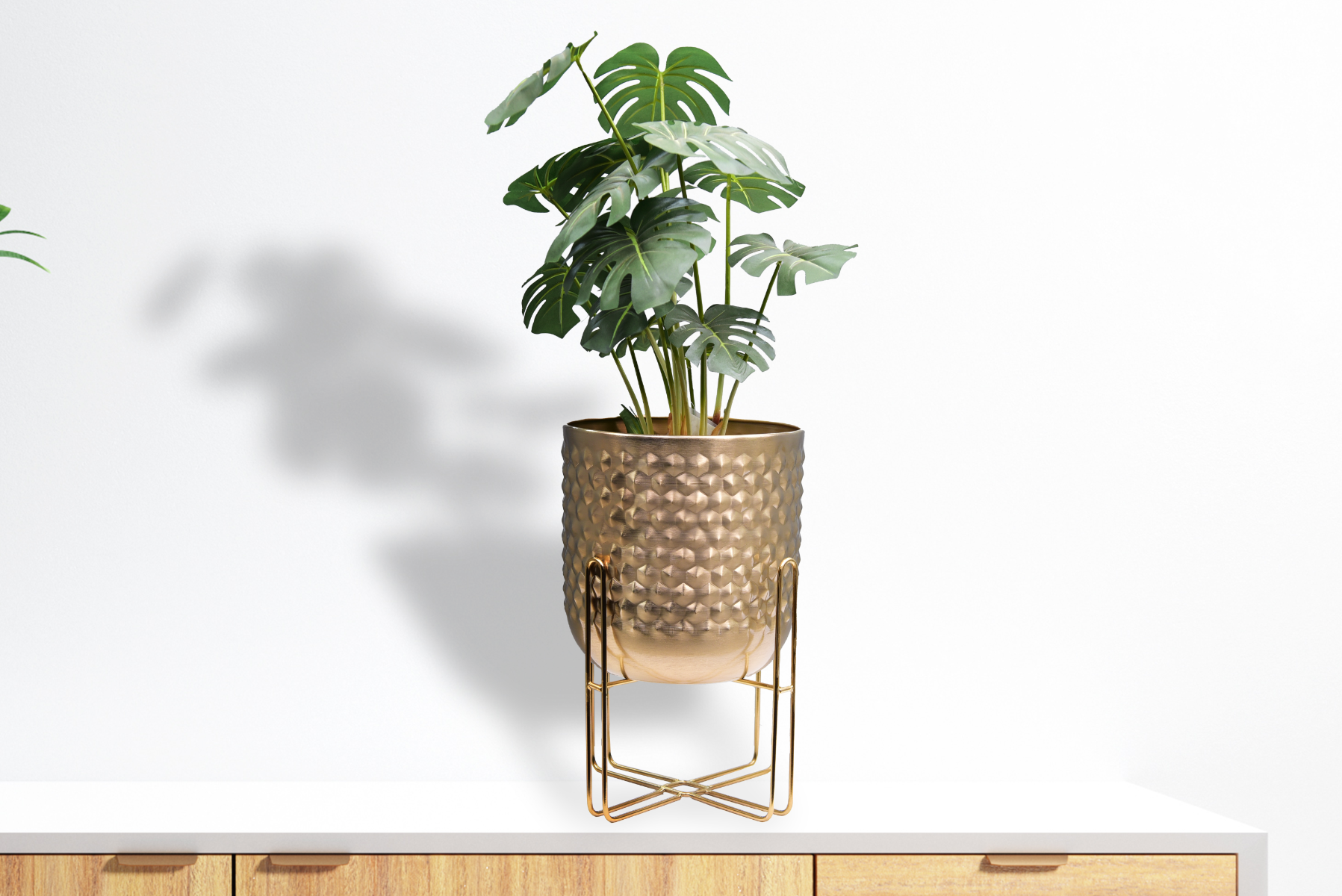 Royaloak Metal Diamond Punch Table Planter - Gold Color