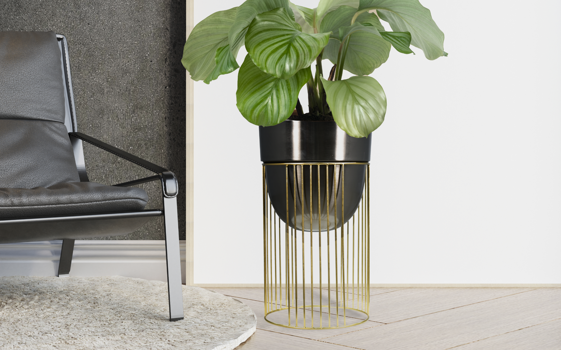 Royaloak Metal Wire Stand Floor Small Planter Gun Metal