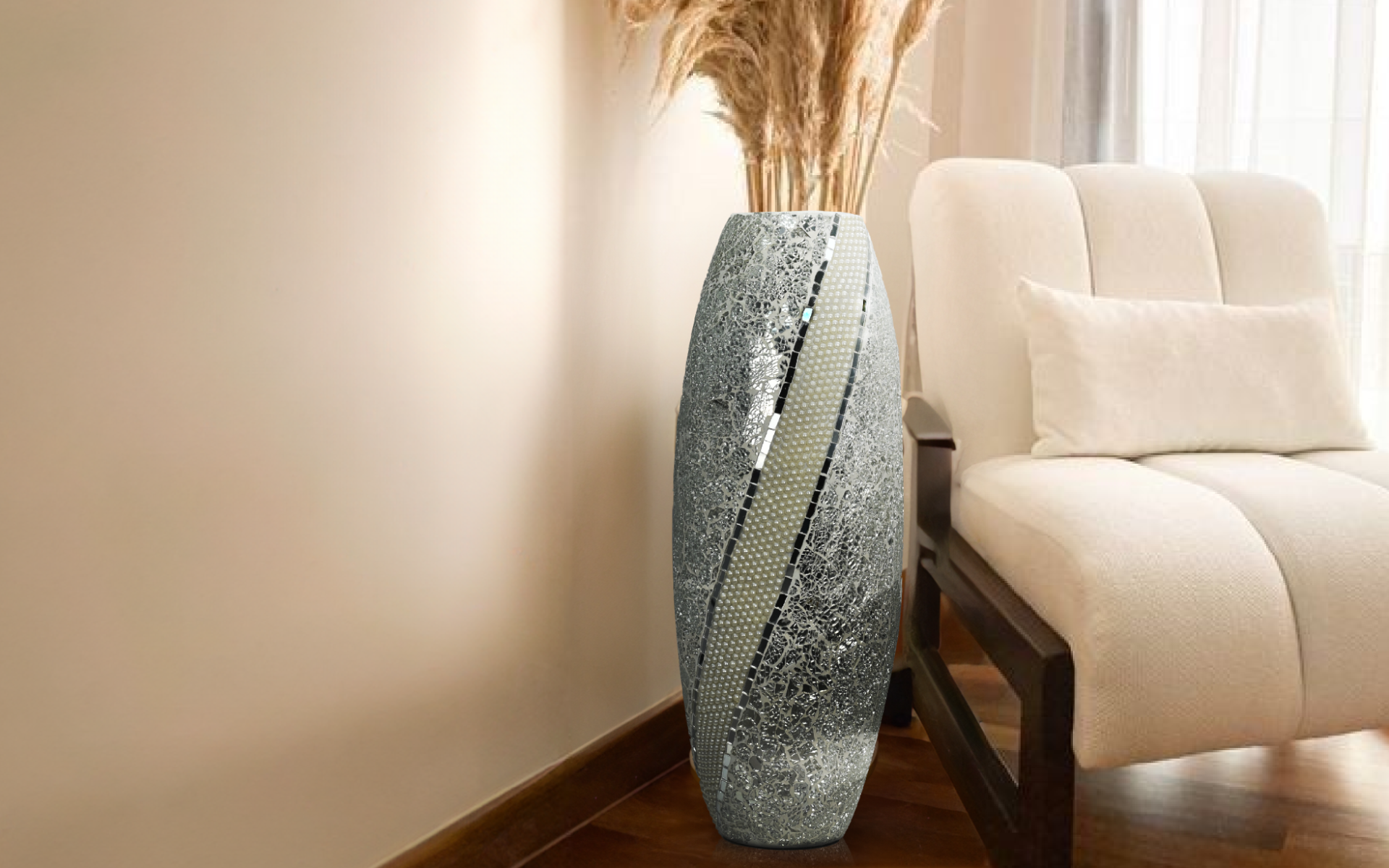 Royaloak Silver Mosaic Pearl Vase Medium