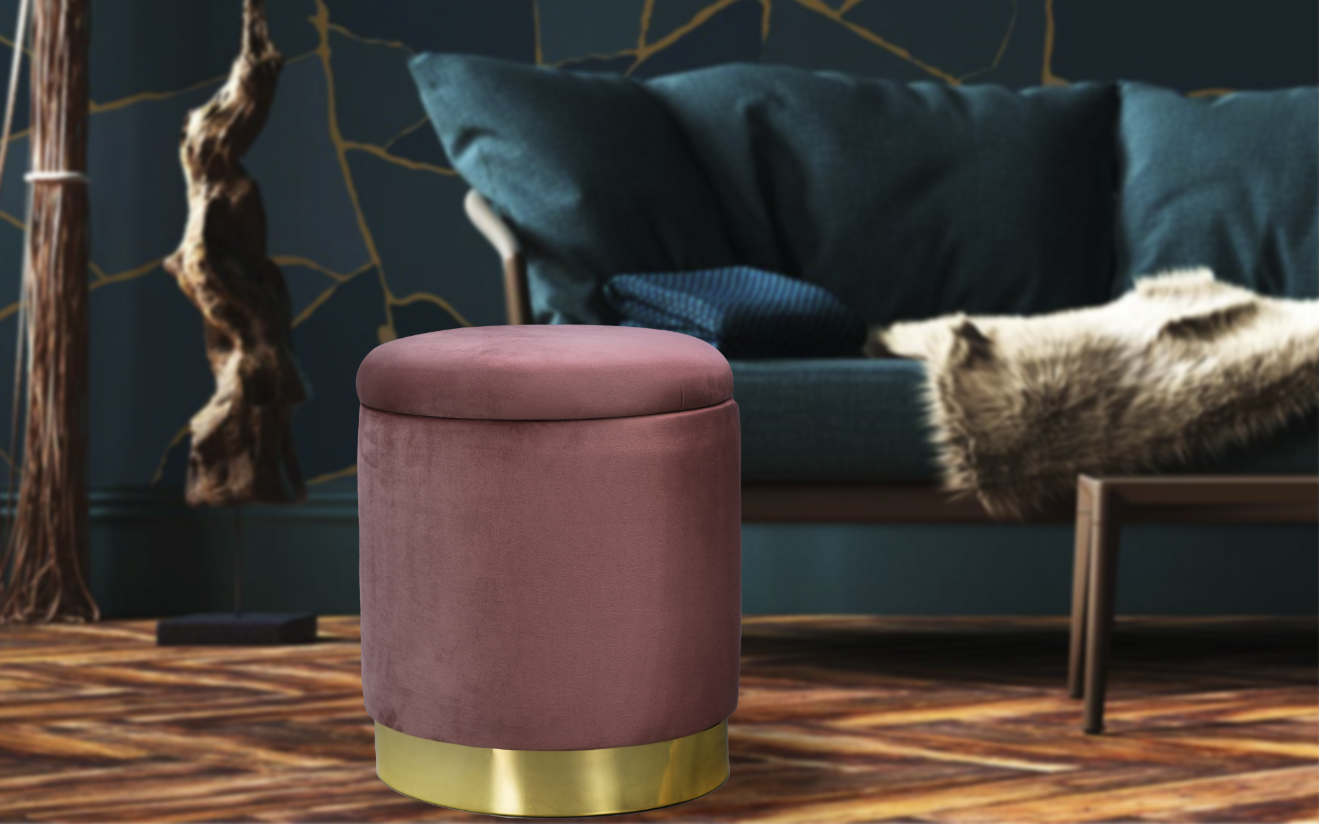 Royaloak Barell Blush Ottoman