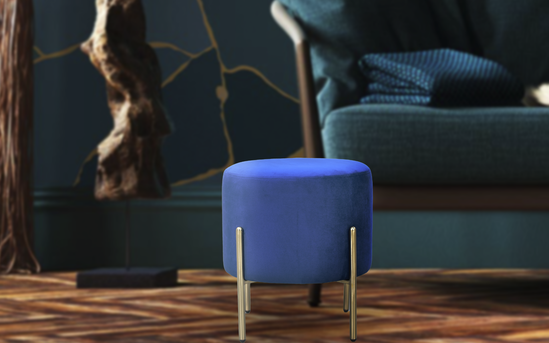 Royaloak Elysia Blue Ottoman