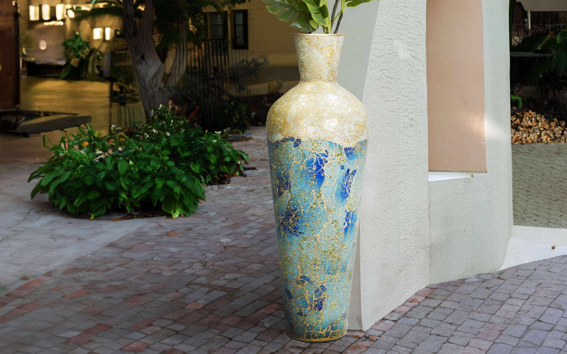 Royaloak Turquoise Glass Vase Tall