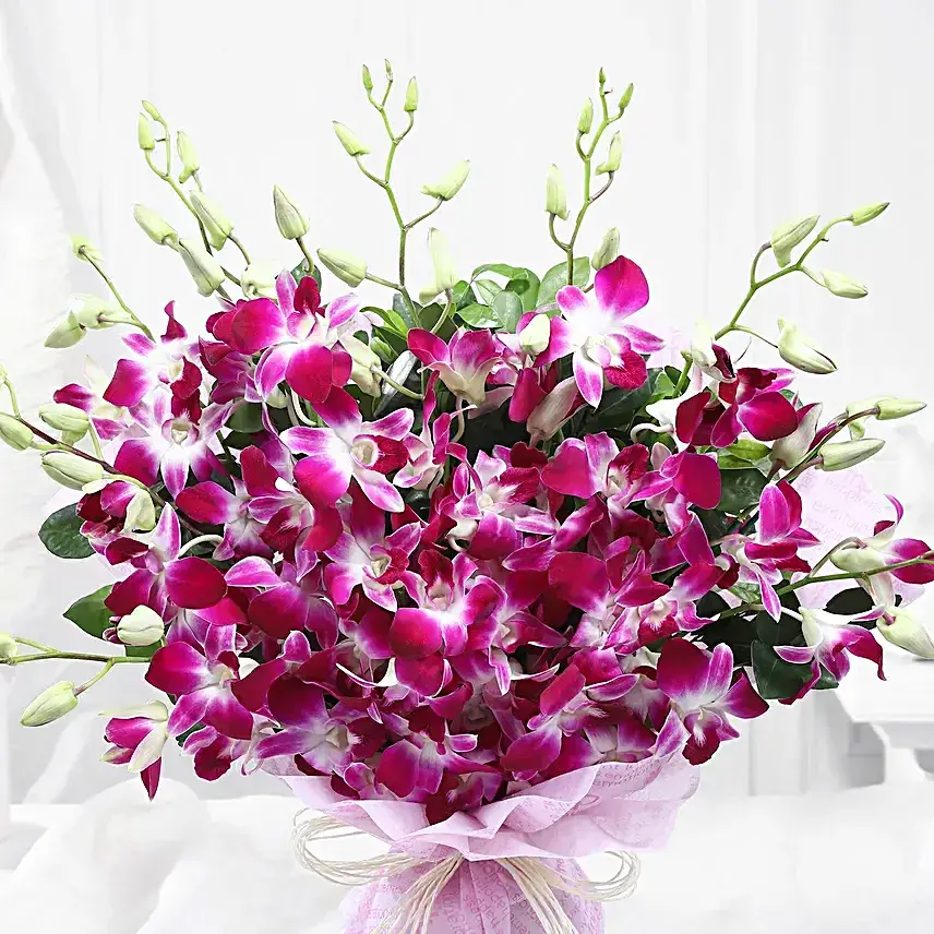 Luxe Love Orchids Bouquet & Truffle Cake