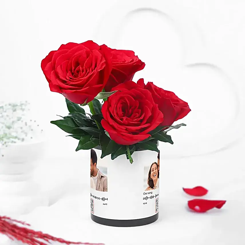Love Roses In Personalised QR Code Photo Mug
