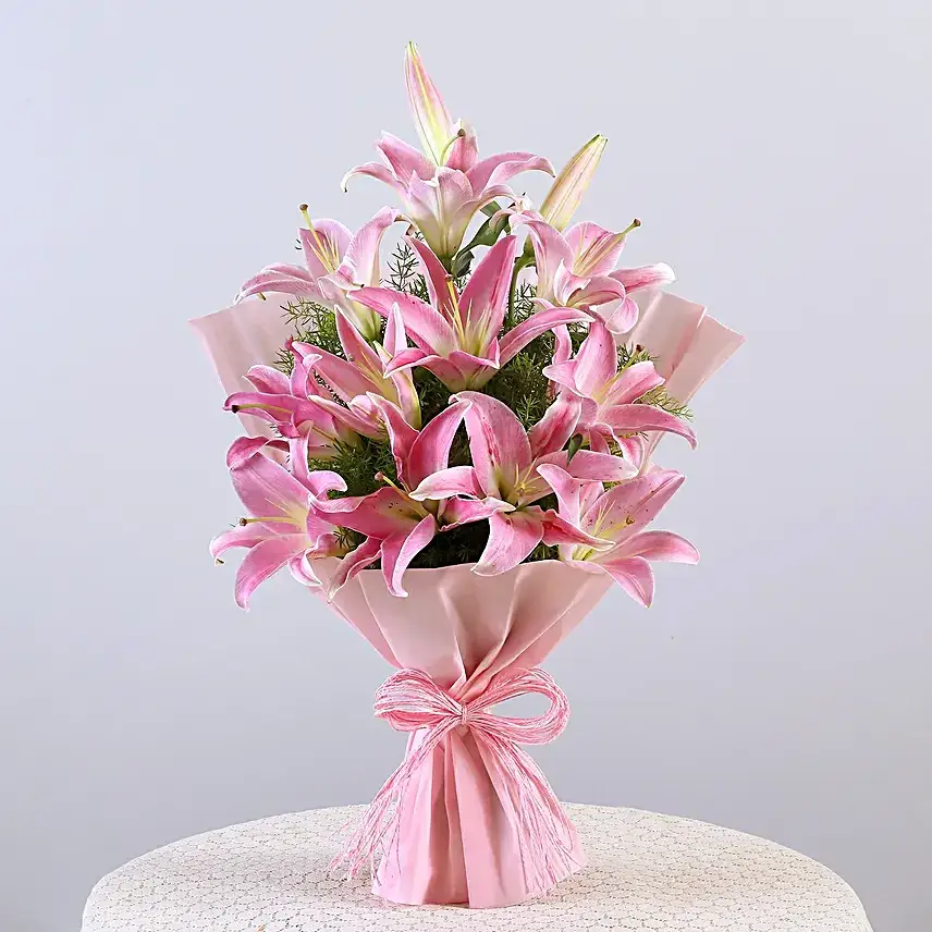 Oriental Pink Lilies Bouquet