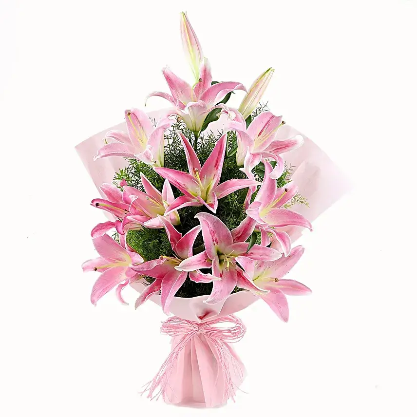 Oriental Pink Lilies Bouquet