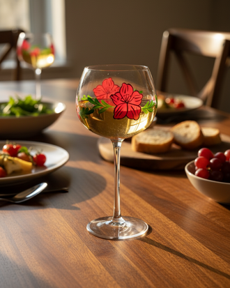 Red Blossom Wine Glass - Set Of 6