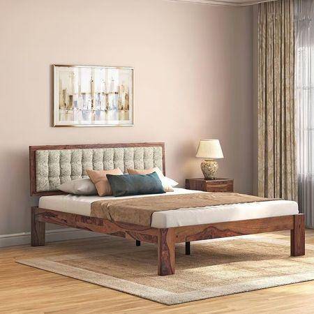 Florence Solid Wood King Size Non Storage Bed In Teak Finish