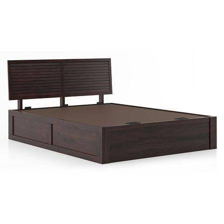 Terence Solid Wood King Size Hydraulic Storage Bed In Mahogany Finish