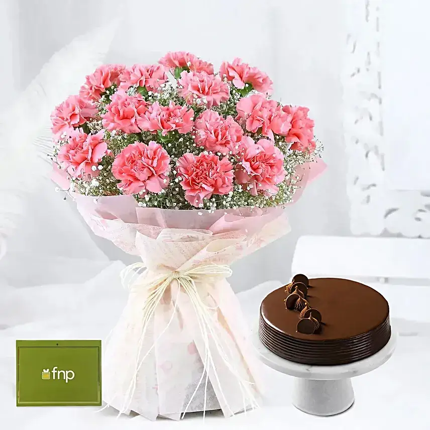 Magical Dust Carnations & Truffle Cake Combo