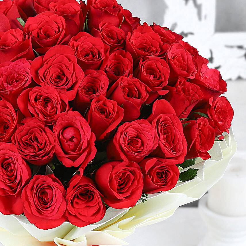 Majestic 50 Red Roses Bouquet