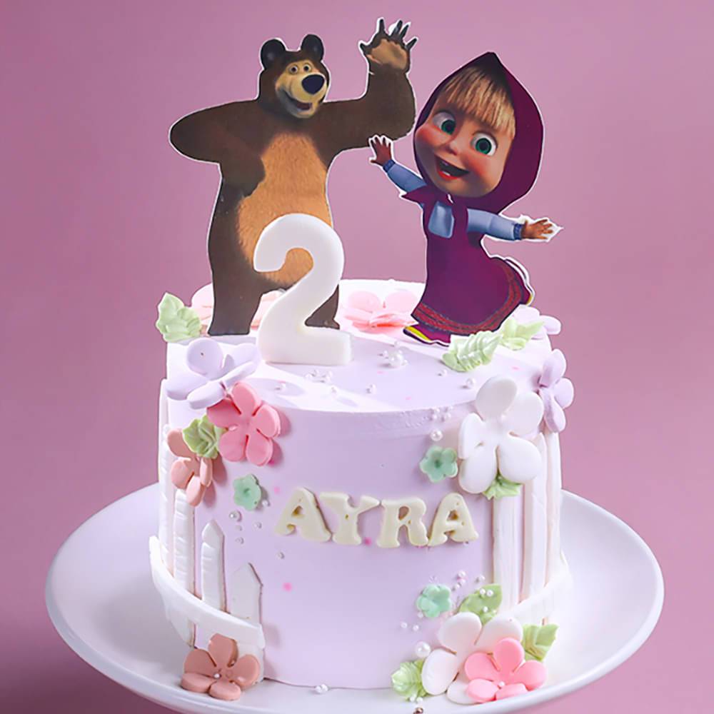 Masha N Bear Floral Cake