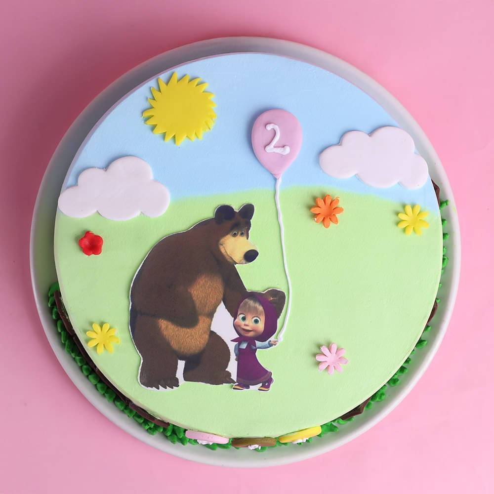 Masha N Bear Fun Park Theme Cake