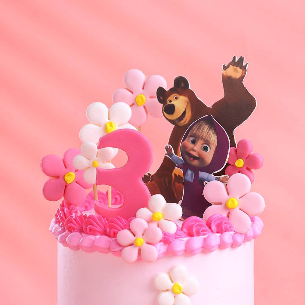 Masha N Bear Pink Floral Cake