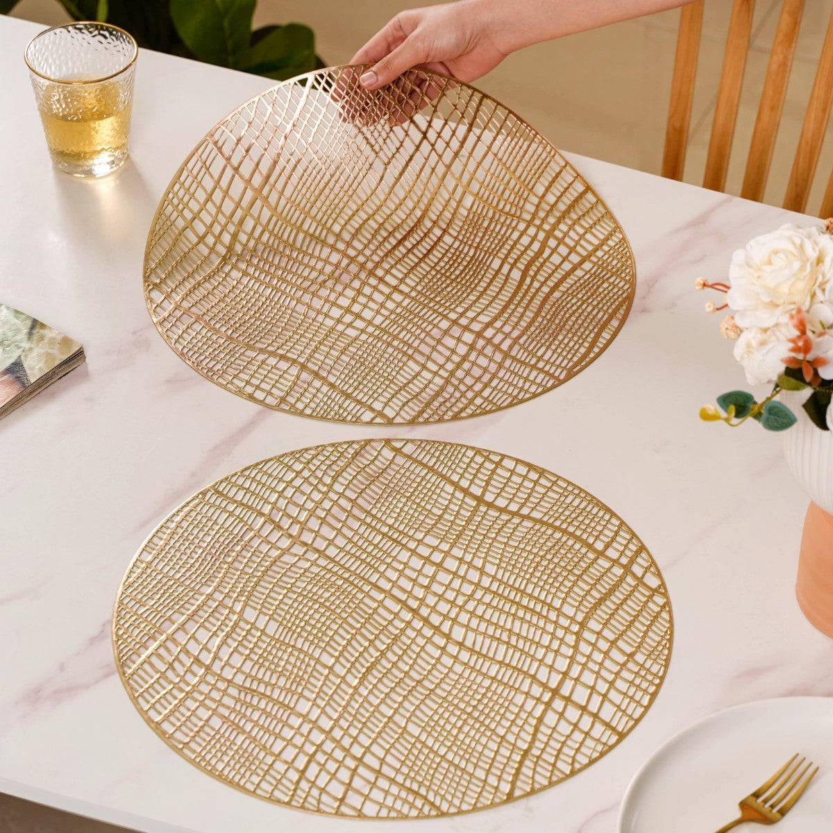 Round Designer Table Mat Gold Set Of 6