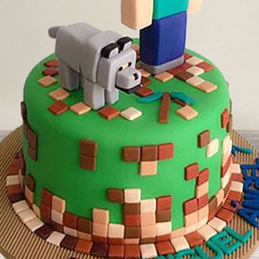 Man N Bestfriend Minecraft Cake