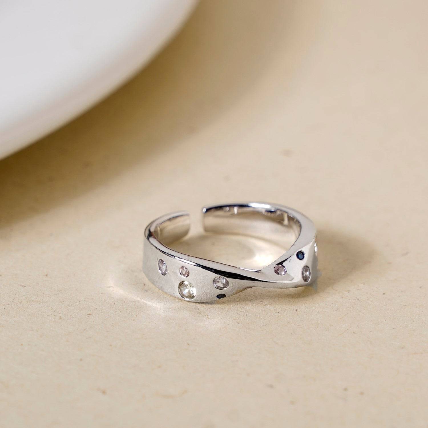 Mobius Strip Gem Studded Ring