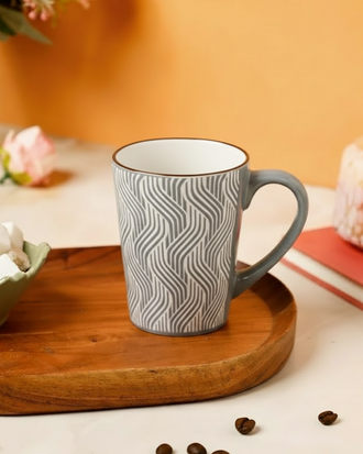 Serene Wave Ceramic Coffee Mug - Set Of 4