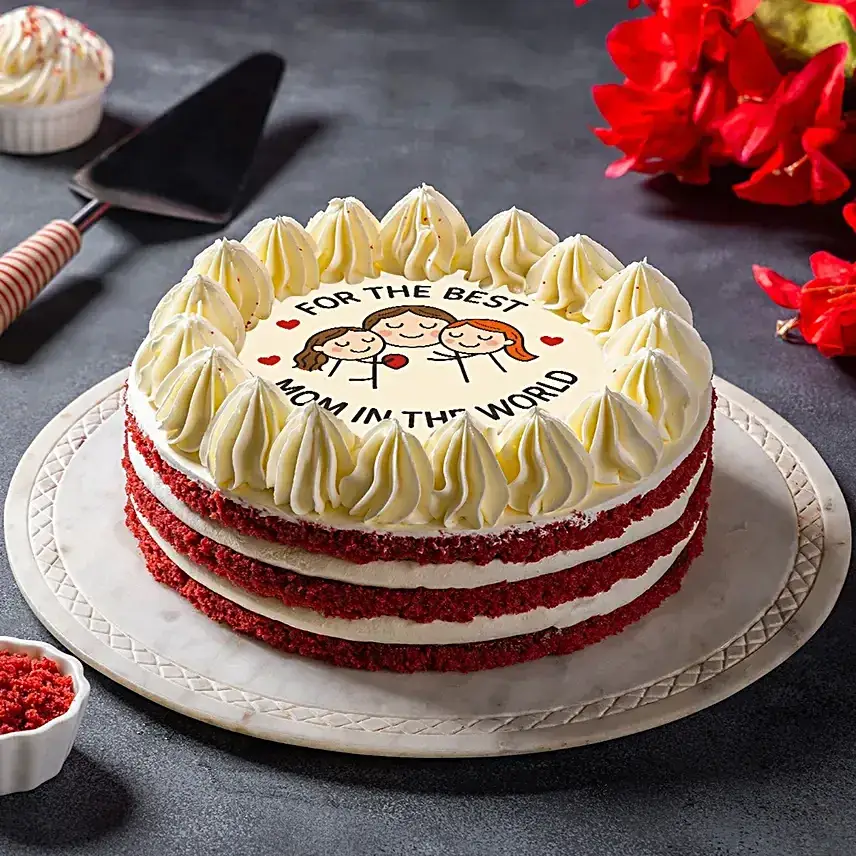 Mum’s Red Velvet Photo Cake - Half Kg