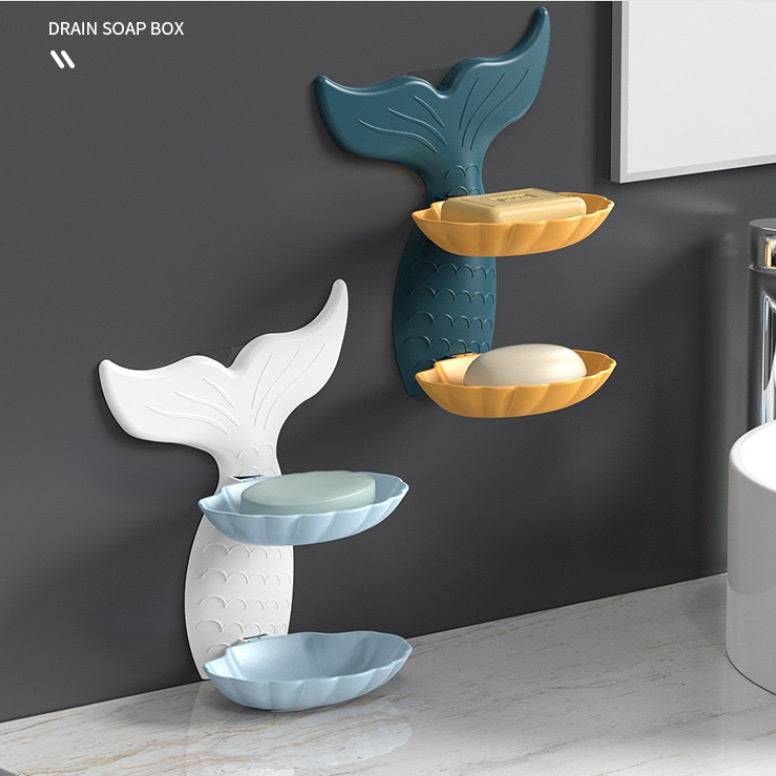 Mermaid Double Layer Soap Tray, Self Adhesive Mermaid Shape Soap Stand for Bathroom Soap Holder Buy @ ₹49