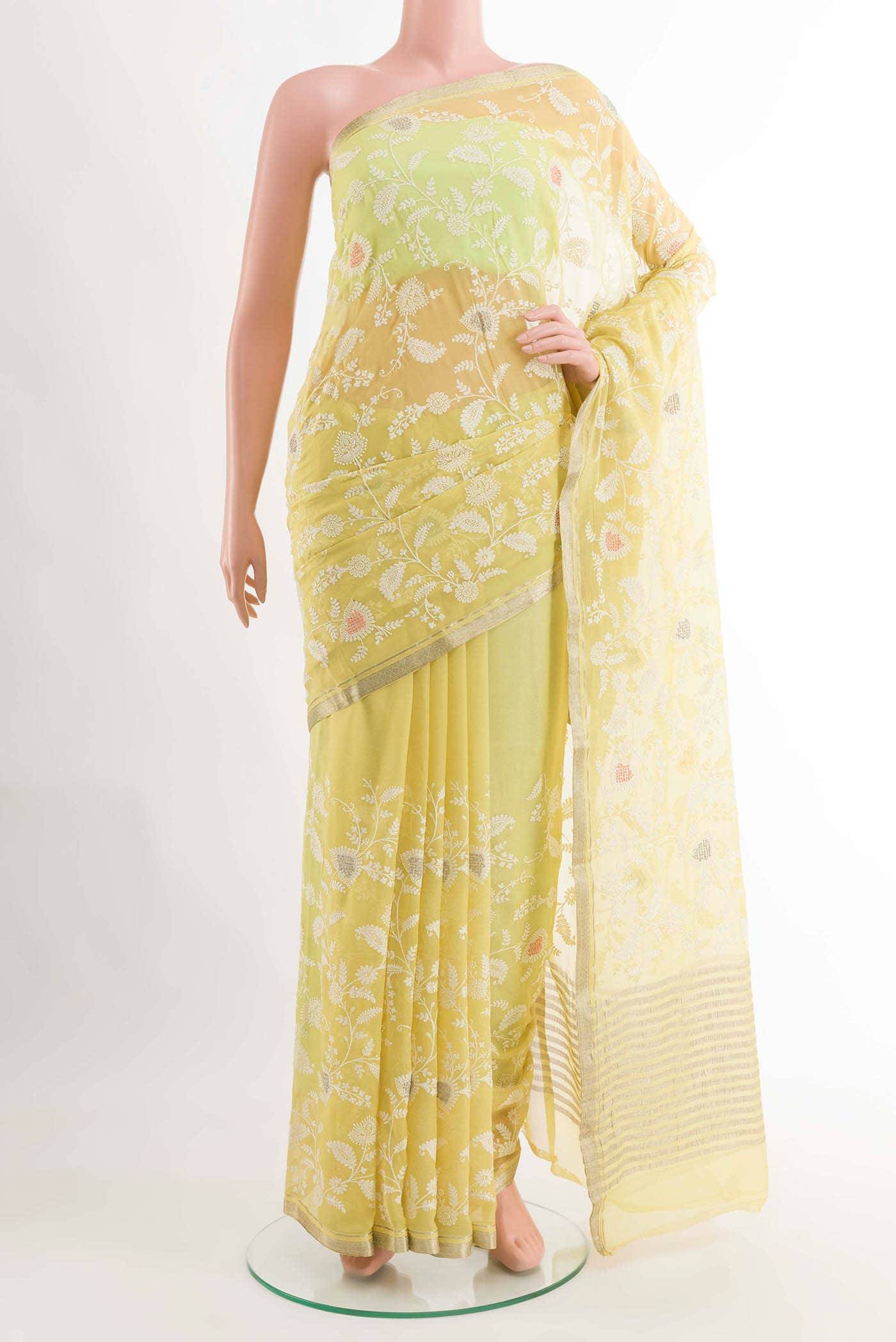 Yellow Mysore Chiffon Saree Buy at ₹13343