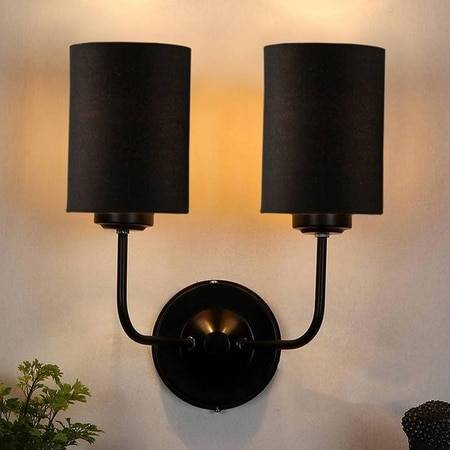 Calloway Dual Black cotton Wall mounted Lamp with Iron Base (KV32)