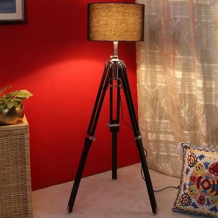 Charles Black Cotton Shade Floor Lamp