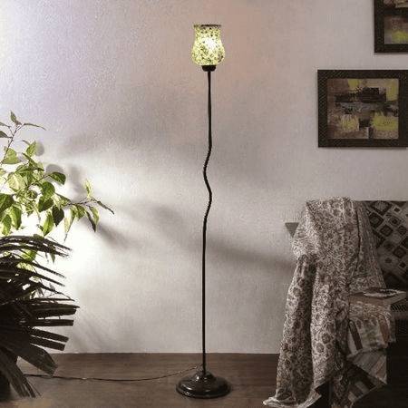 Hazel Multicolour Glass Floor Lamp with Black Iron Base