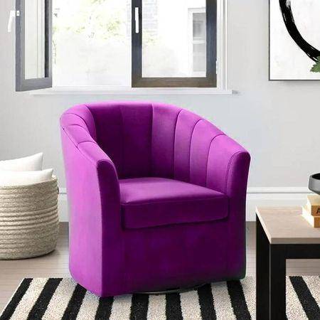 Accentrin Swivel Solid Wood Accentrel Chair in Purple Colour