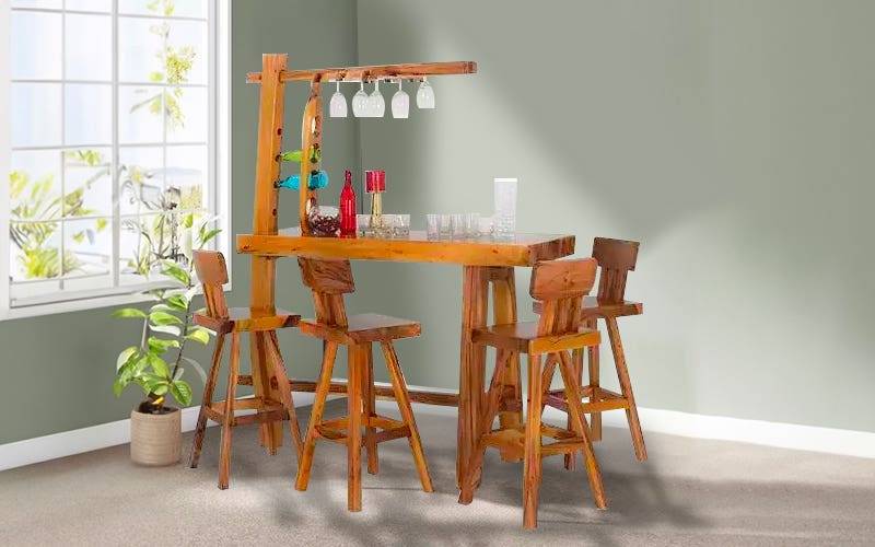 Royaloak Aura Outdoor 4 Seater Bar Set in Teak Wood