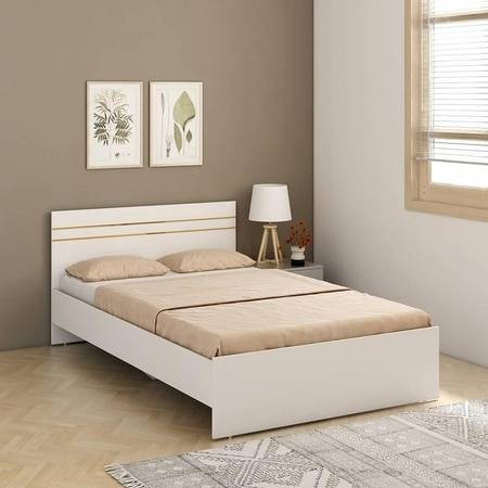 Kane Double Bed In Frosty White Color