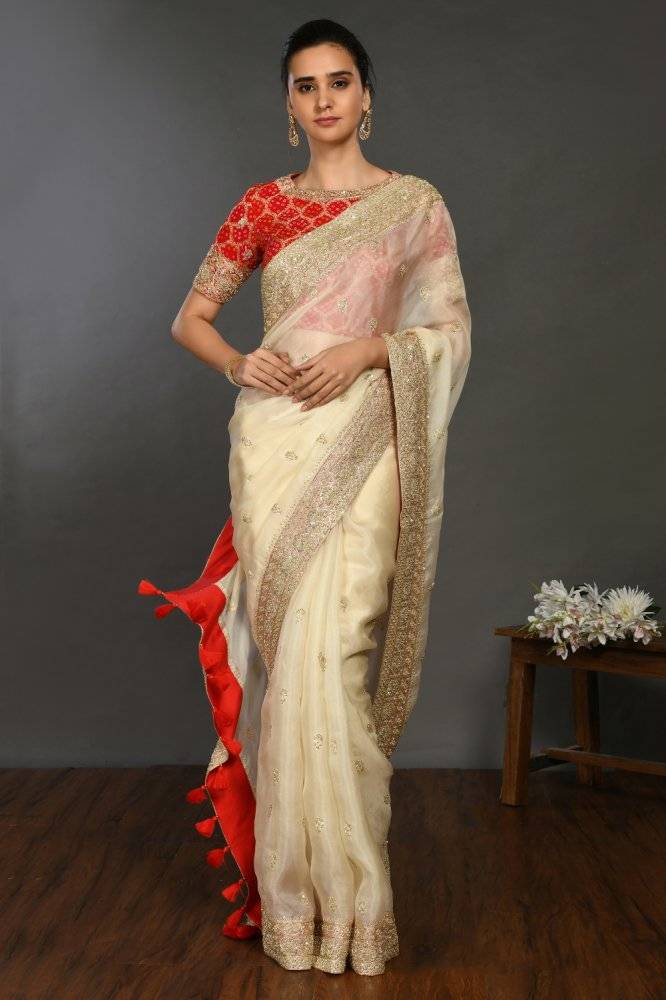 Off White Bulian, Sequin and Cutdana Saree Buy at ₹34495