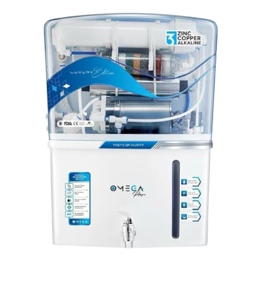 Omega Pro Plus 12 Liter Storage White Transparent Water Purifier Luxury Edition For Domestic Use 