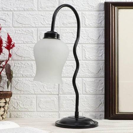 Milky Frosted Glass Zig Zag Curvy Table lamp with Iron Base (SP46)