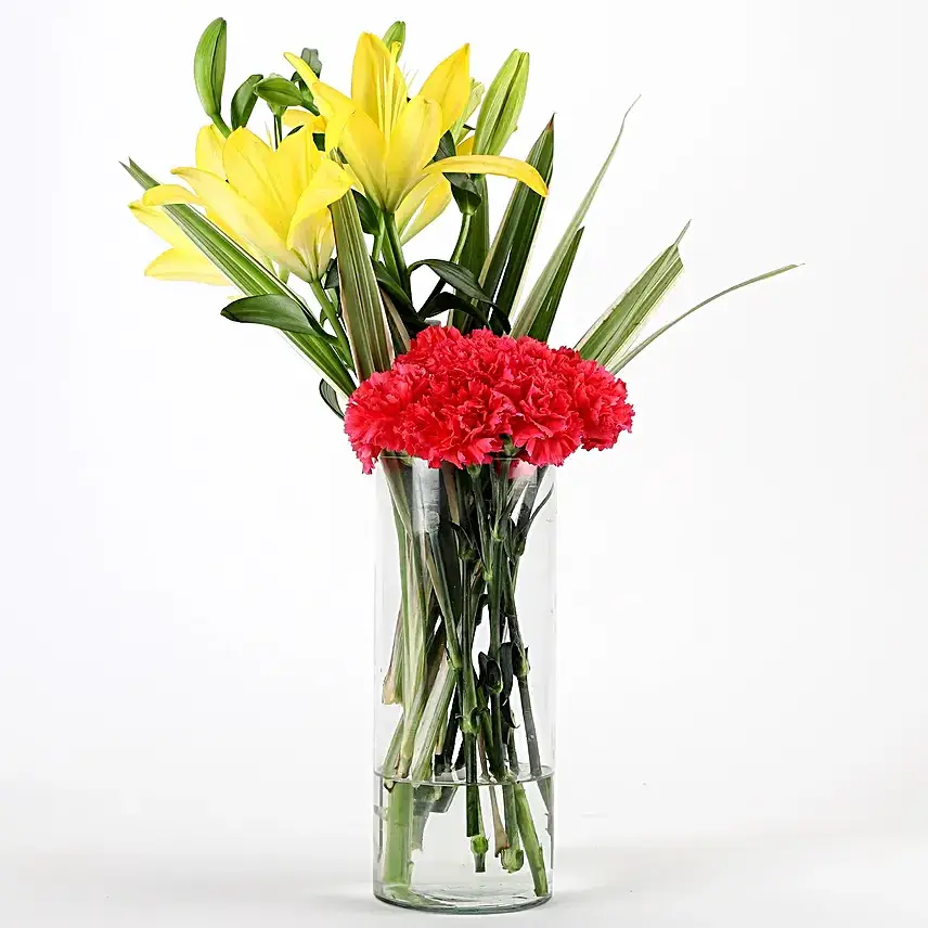 Carnations & Lilies Vase Arrangement