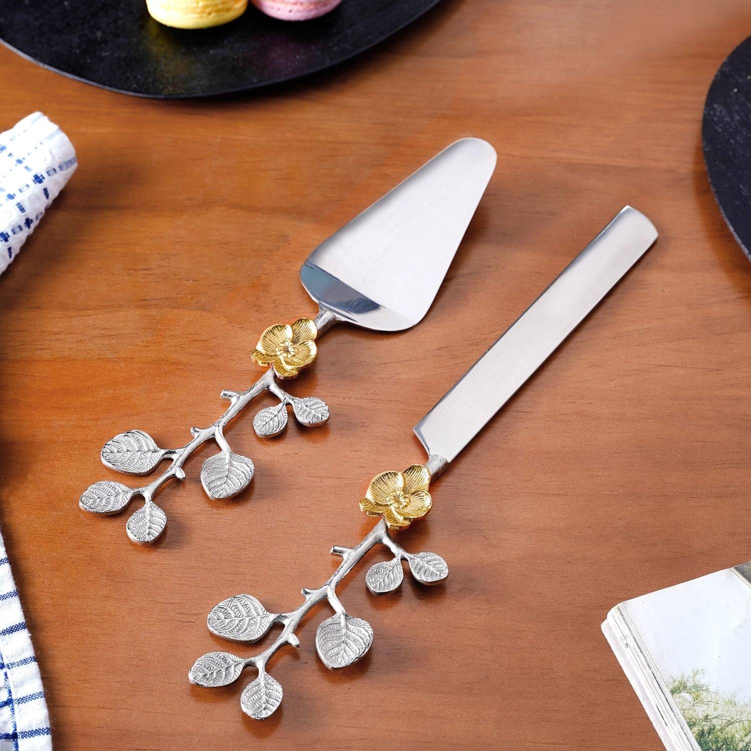 Orchid Garden Cake Knife And Server Set Of 2 buy only at ₹1650
